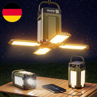 LED Campinglampe, Solar & USB-C Wiederaufladbar Faltbare Camping Licht, 6 Lichtm