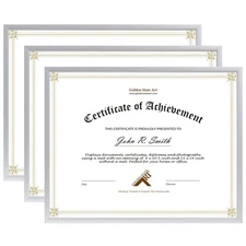 8.5x11 Aluminum Frame Real Glass Metal For 8.5 By 11 Inch Document Certificate