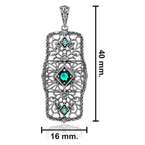 1CT Apatite & Aquamarine 925 Sterling Silver Victorian Style Earrings - Picture 2 of 2