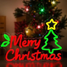 Neon Sign, Giant Snowflake Merry Christmas Neon Sign, USB Powered for Xmas Party