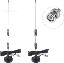 2pcs Police Scanner Antenna HF VHF UHF 20-1300MHz BNC Male Silver, Black