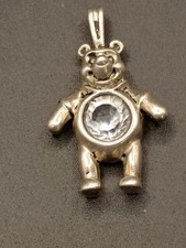 925 Sterling Silver Pendant Winnie The Pooh With Crystal Stomach