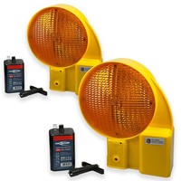 Uvwarn Sparset 2 X Baustellenleuchte, Warnleuchte Gelb - Led, Inkl. Batterien