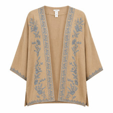 J.Jill Boho Embroidered Cotton Kimono Women S-L Coastal Meadow Countryside