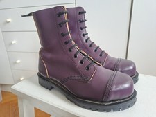 Vintage UK Rangers Shellys Made in England UK6 US8 39 Steel Toe Purple Boots
