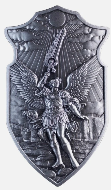 Komsco Mint Korea 2 oz The Shield of St. Uriel Insane Detail em cápsula em perfeito estado - Imagem 3 de 4