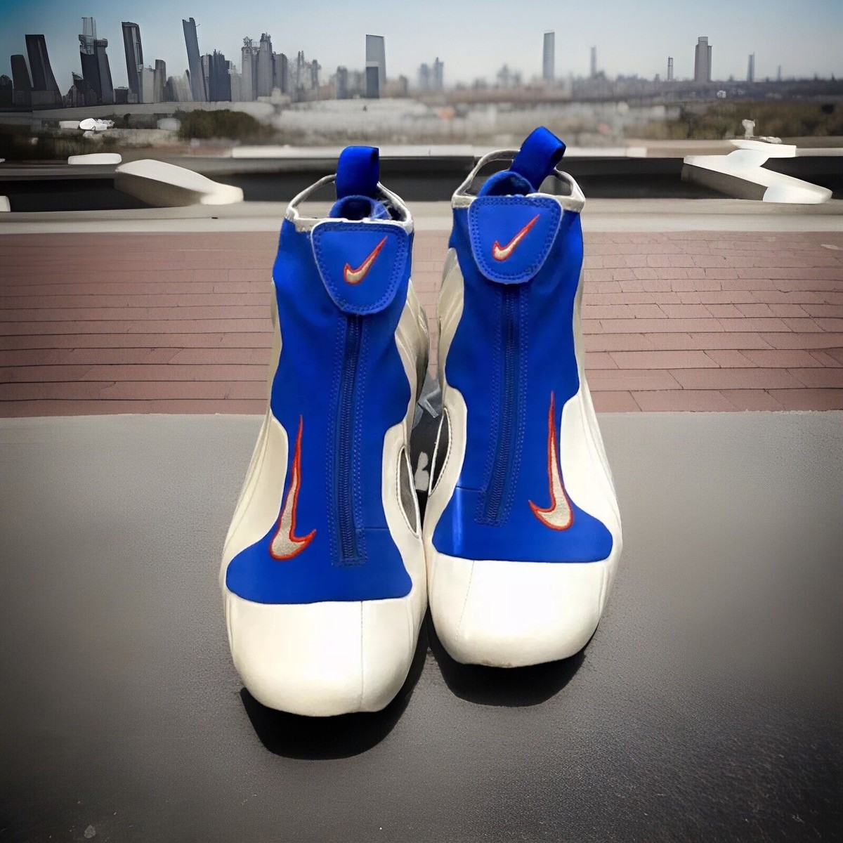 NIKE AIR FLIGHTPOSITE NEW YORK KNICKS WHITE/ROYAL/ORANGE MENS SIZE