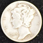 1943-D VERY GOOD-FINE Mercury Dime, 90% Silver