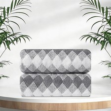2 Piece Gray Diamond Hand Towels for Bathroom 16"x31" Ultra Soft Breathable Hand