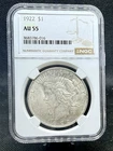 1922 90% Silver Peace Dollar NGC AU55 Brown Label
