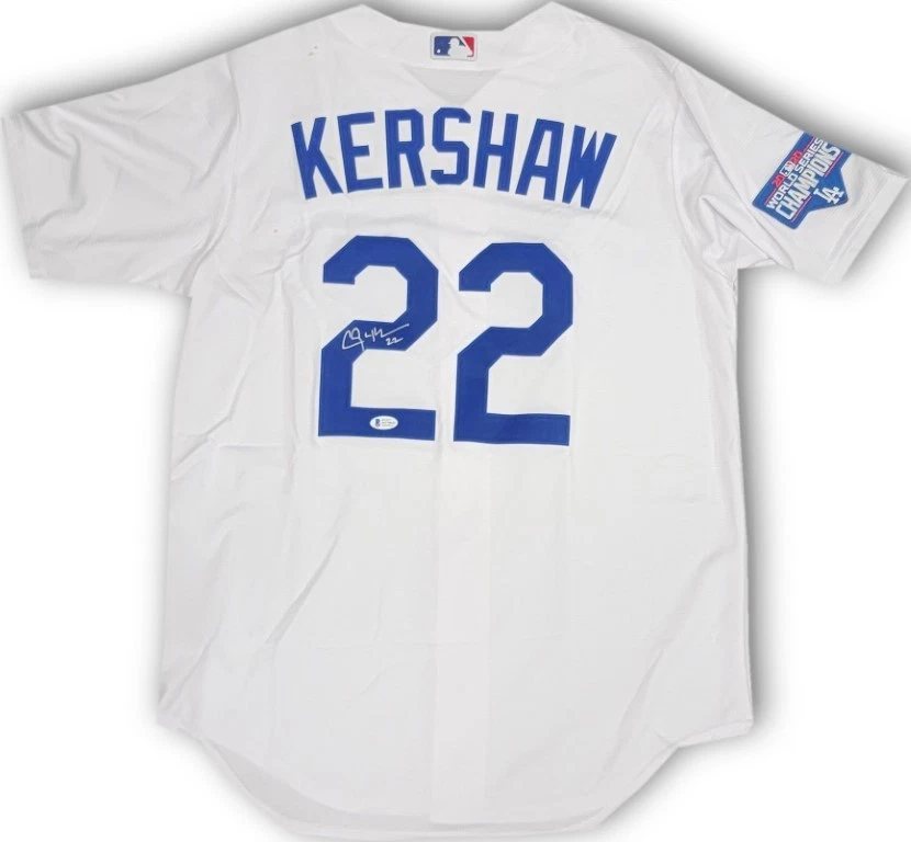 Clayton Kershaw Signed Autographed Jersey 2020 WS Champs Dodgers Home White BAS