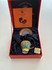 Charlotte di Vita Irises Enamel Teacup Cup Saucer Vintage - Rare 967