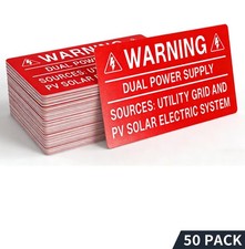 50PCS Solar Warning Labels, Warning Dual Power Supply - Sources Utility Grid ...