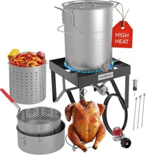 Gasone Large Turkey Fryer Set with Propane Burner – 30QT & 10QT Pots, Complete