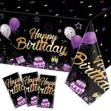 3 Pack Happy Birthday Tablecloths Happy Birthday Decoration Plastic Table Cov...