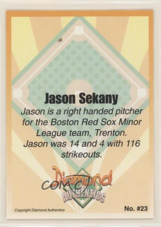 2000 Diamond Authentics Signature Series Jason Sekany #23 - Image 2 of 2