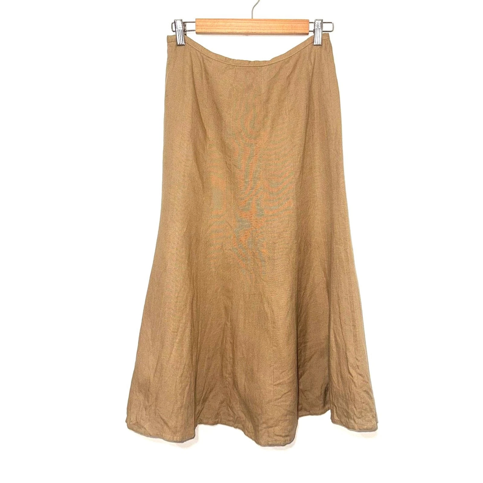 Vintage Talbots Irish Linen Trumpet Midi Skirt - Tan 6