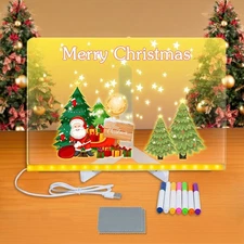 2025 New LED Note Board with Colors, Light Up Acrylic Message Board with 7 Co...