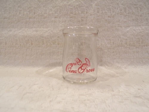 Vintage PINE GROVE DAIRY 3/4 Ounce Miniature Glass Advertising Creamer