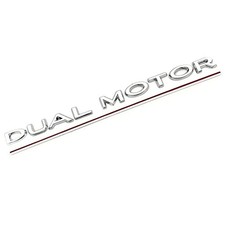 Model 3 Y Dual Motor Emblem Sticker Underlined Badge Letters Sliver Red Line