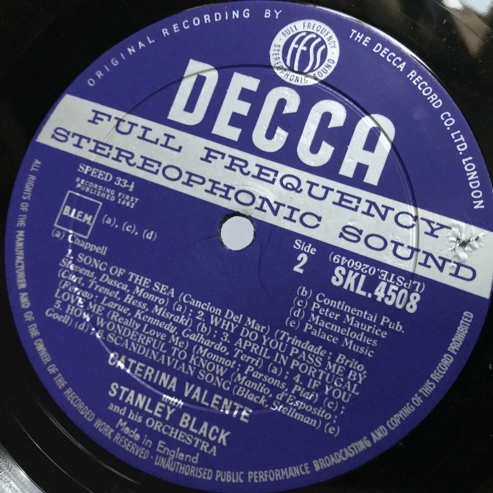 Caterina Valente - Great Continental Hits Decca Vinyl LP Stereo SKL 4508 / 1962 - Image 3 of 4