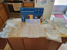 Huge Lot Of New Resin Art Molds,Mica Powder, Heating Curing Mat, Jewelry Making
