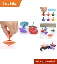 Colorful Wooden Spinning Tops 3 Pack Kids Educational Toys