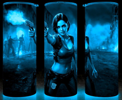 Glow in the Dark Resident Evil 3 Jill Valentine in Racoon City Cup Mug Tumbler