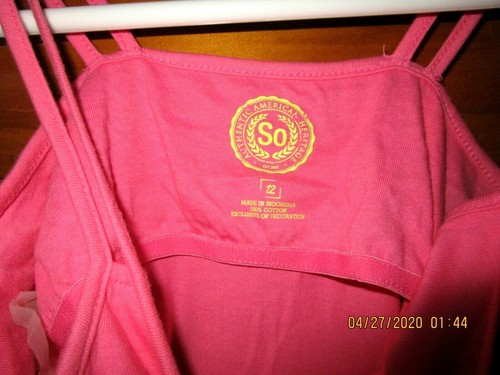 SO cami buit in bra romper ,pink, 100% cotton...size 12 for girls NEW - Picture 5 of 8