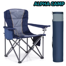 ALPHA CAMP Folding Camping Chair with Cooler Bag Side Pocket Heavy Duty Portable
