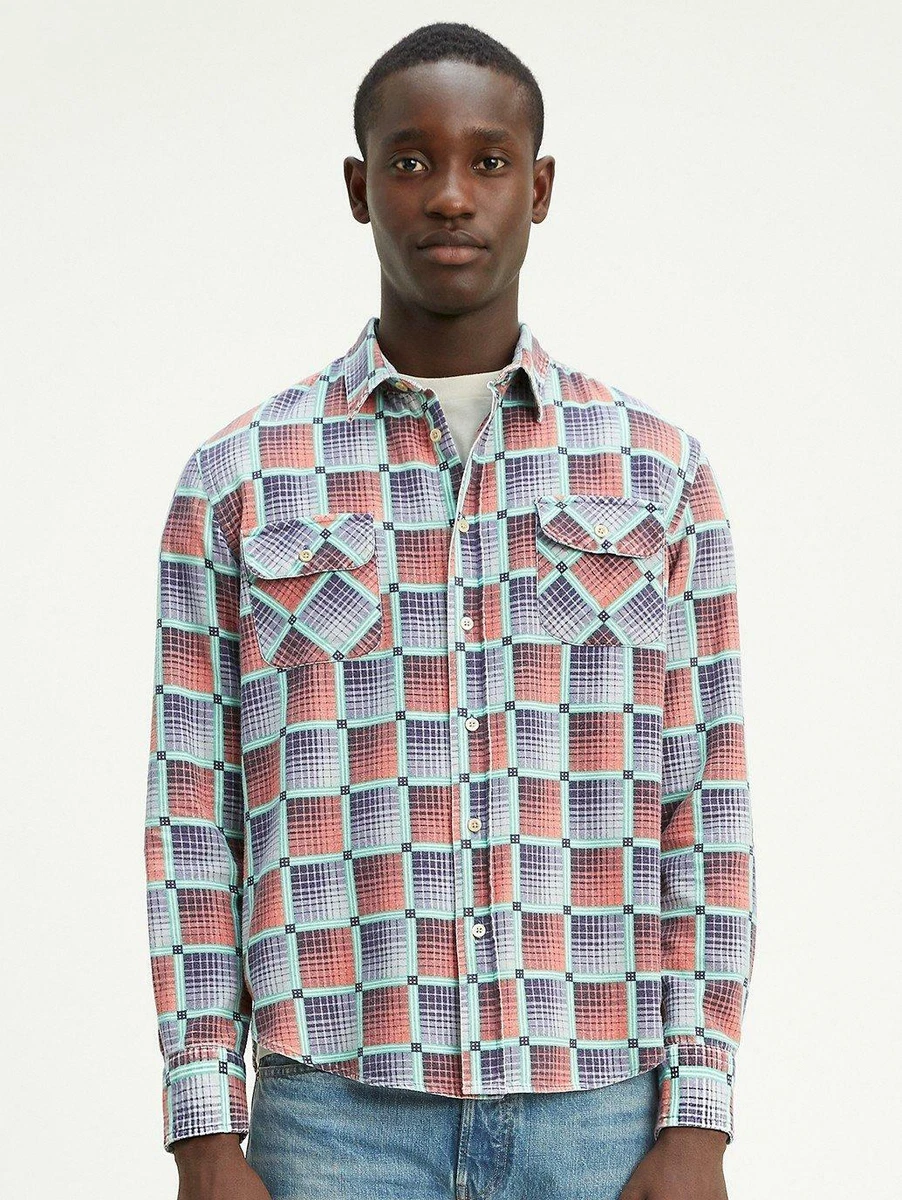 Chemise Levi's Homme Manches Longues En Coton - Taille M - Coupe Régulière - Occasion Très Bon état