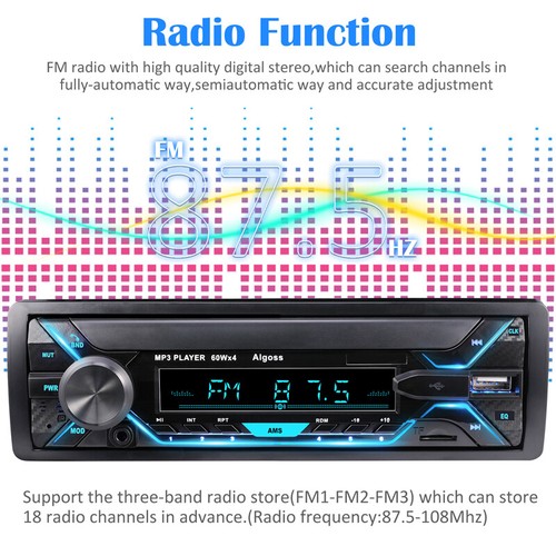 60W Bluetooth Car Stereo, No CD/DVD Player, USB, SD, AUX, AM/FM Single