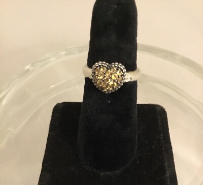 JAI for John Hardy Sterling Pave Citrine Cluster Heart RING Size