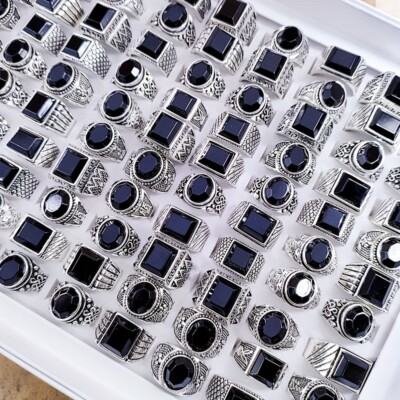 50pcs Chunky Finger Rings for Men and Women Vintage Rings Stones Jewelry Gift