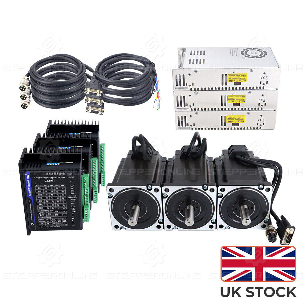 STEPPERONLINE 3 Axis Nema 34 Closed Loop Stepper Motor 9Nm &Driver CL86T CNC Kit
