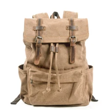 HUACHEN Travel Canvas Backpack Men Rucksack Camping Hiking School Military Bag