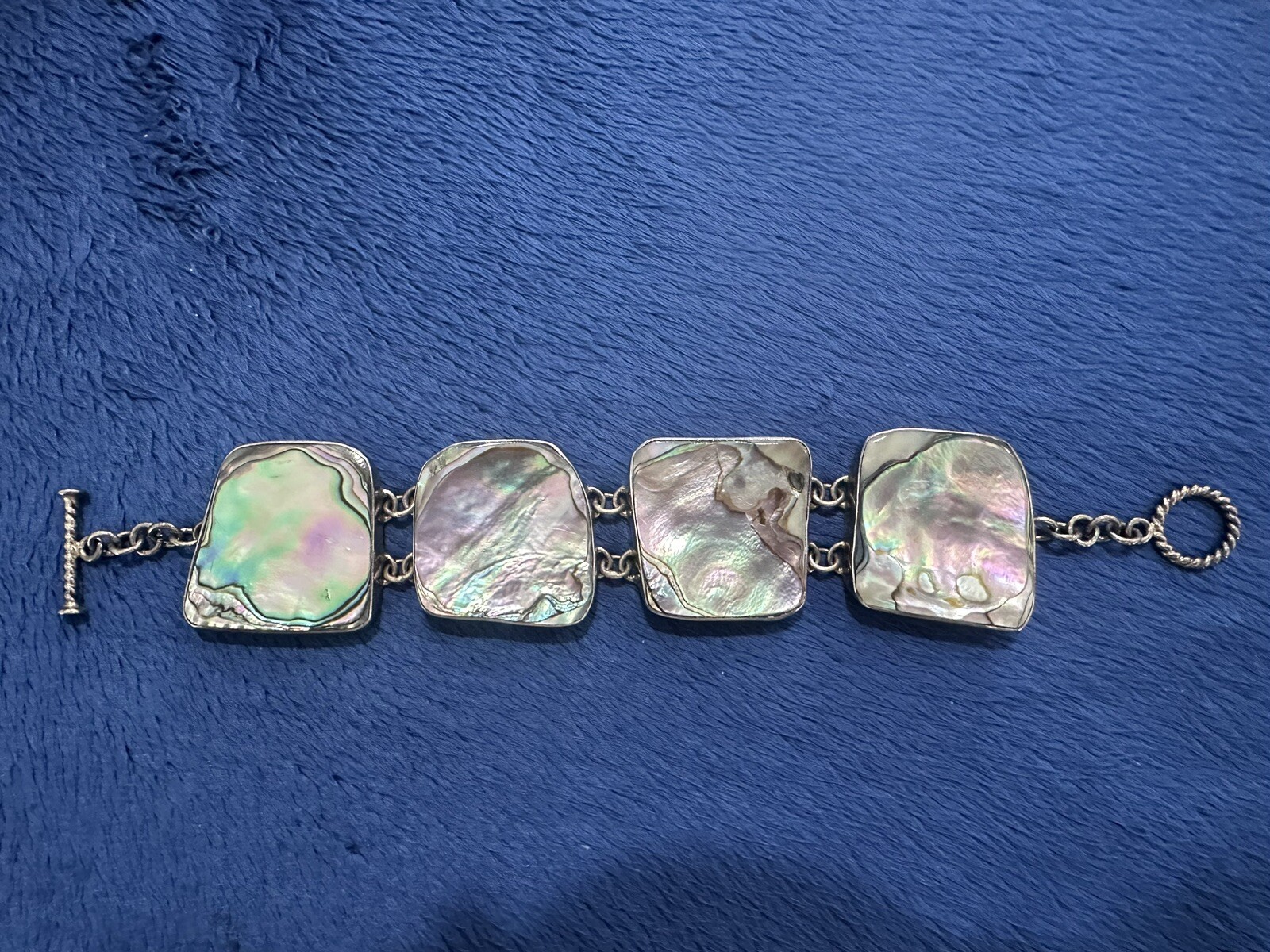 STERLING SILVER 925 ABALONE SHELL 8" TOGGLE BRACE… - image 1