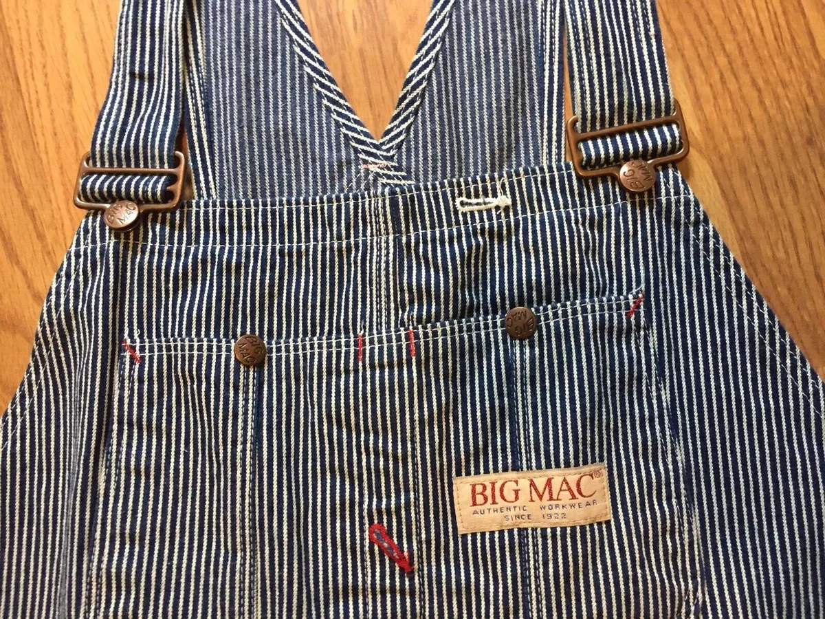 VTG Men s JCPENNEY Big Mac NEW OLD STOCK Striped Bib Overalls PERFECT 48 x 28