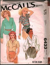 6433 Vintage McCalls SEWING Pattern Misses 1970s Buttoned Shirt OOP Carefree 12