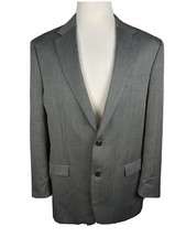 Chaps Mens Sz 44L Gray Striped Poly Rayon Blend Sport Coat B44