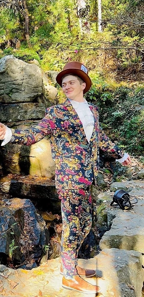 Traje de Vestido Formal 2 PIEZAS Floral Cachemira Un Botón Traje de Escenario, XL Foto 3 de 4