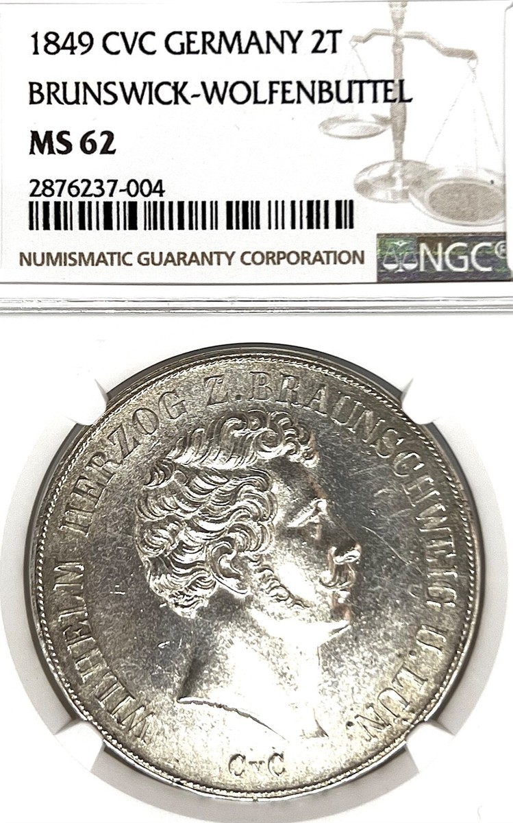 German State Brunswick Wolfenbuttel 1849 CvC Two Taler Coin Thaler
