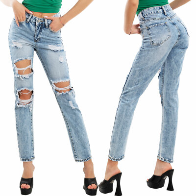 Damen Jeans Hose hell Risse ripped Frühlingsschnitte TOOCOOL VI-6106