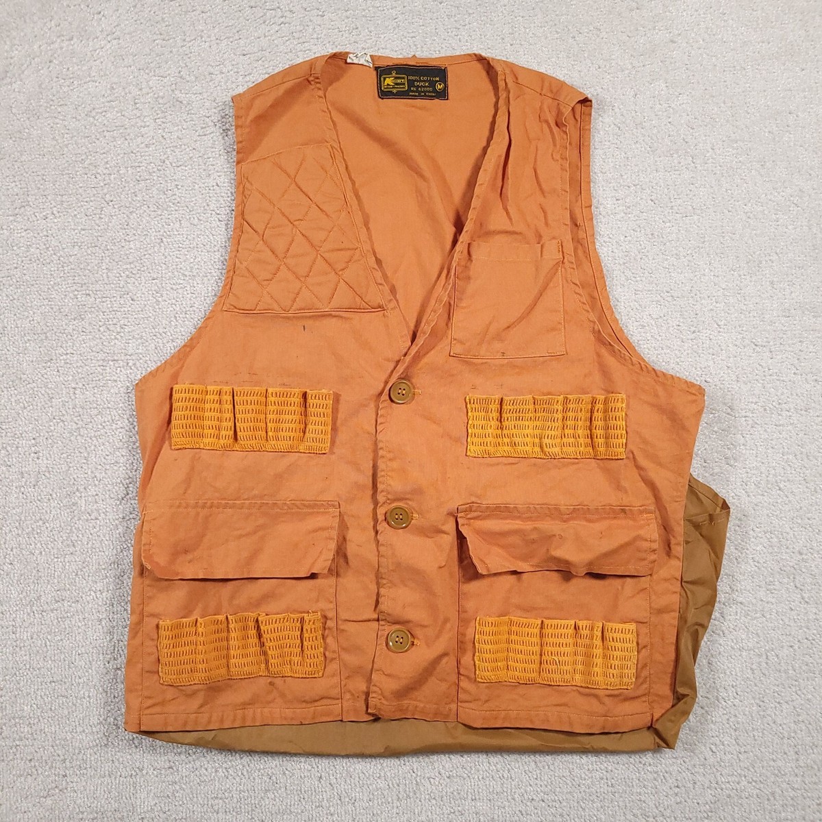 Gilet De Chasse Vintage K Mart Orange/tan Taille M - Années 70/80 Avec Poche à Gibier