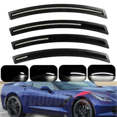 4 pack Dynamic Front Rear LED Side Marker Lights For Chevy Corvette C7 2014-2019