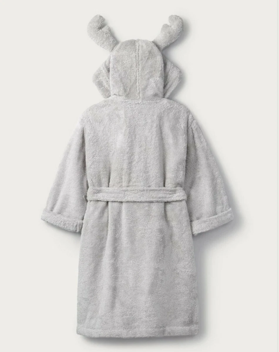 The Little White Company Boys Jingle Reindeer Robe Dressing Gown Age 7 8 Years
