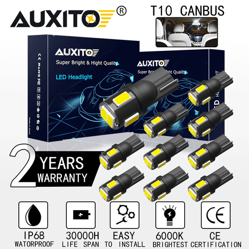 AUXITO Super White T10 168 194 2825 Wedge 6SMD 5630 LED License Plate Light Bulb - Imagen 2 de 8