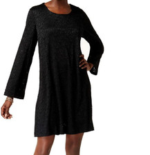 Olivia & Grace Lace A-Line Cocktail Dress Black Pullover Bell Sleeves Large NWT