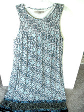 LOFT White*Blue Floral Sleeveless Dress Size Large