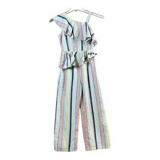NORDSTROM Habitual Girls Size 12 Flounce Asymmetrical Jumpsuit Linen Blend Kids